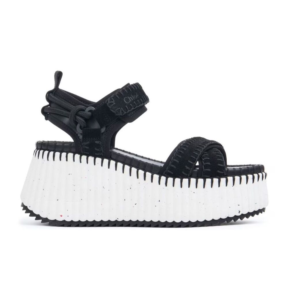 Chloe Nama Wedge Sandal in Black